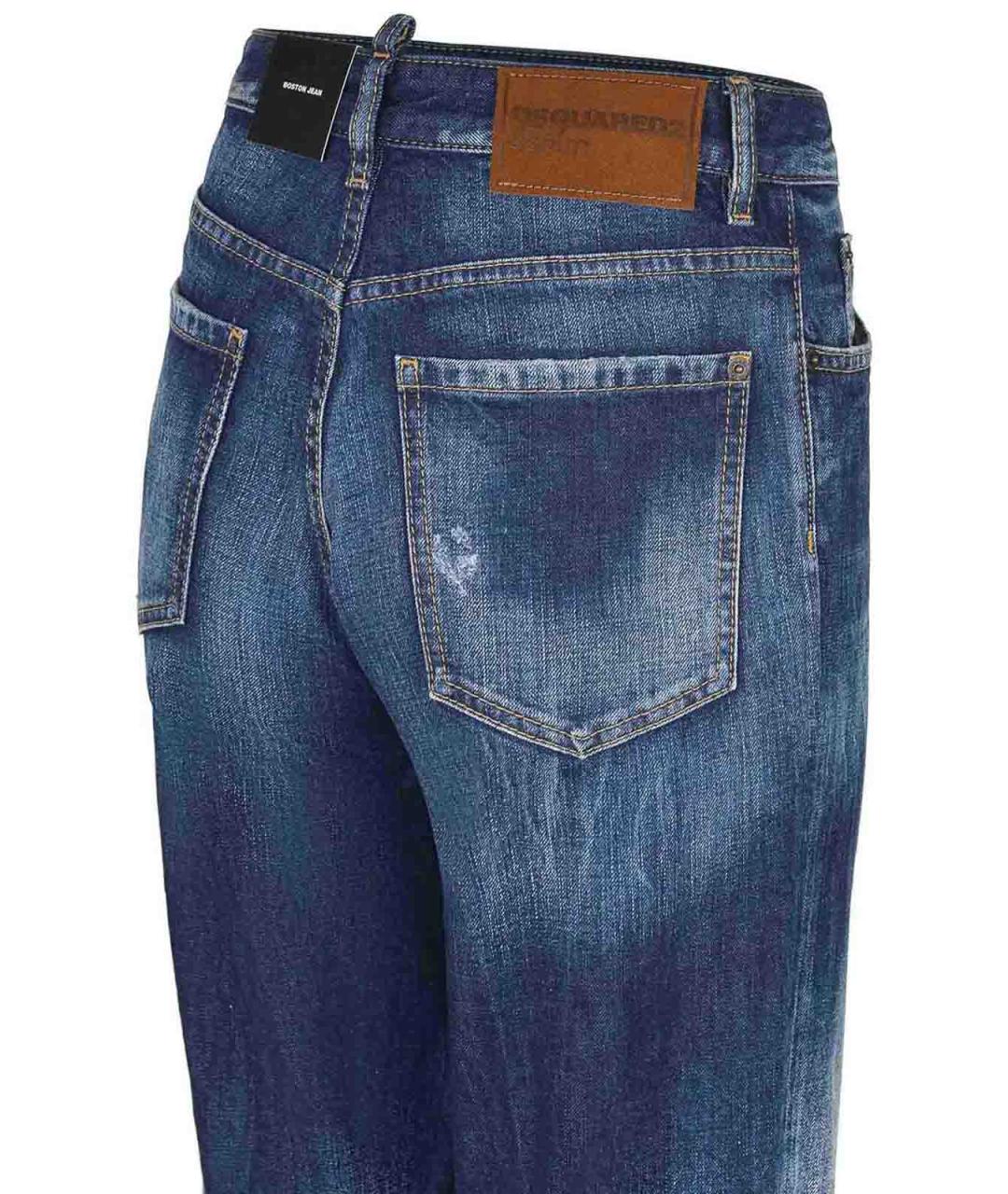 DSQUARED2 Синие хлопковые прямые джинсы, фото 4