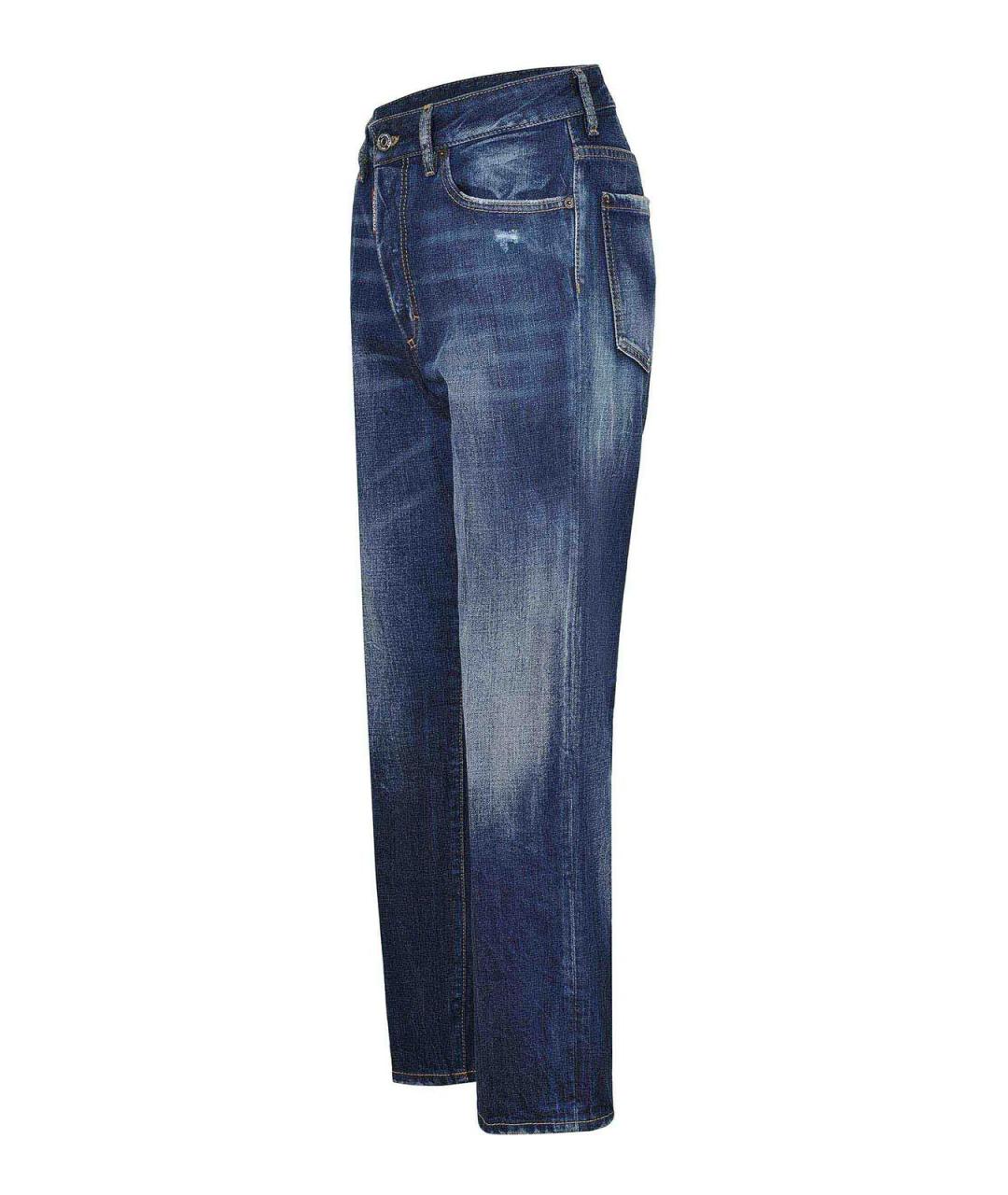 DSQUARED2 Синие хлопковые прямые джинсы, фото 2