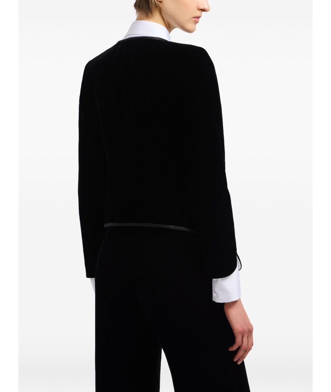 EMPORIO ARMANI Черный бархатный джемпер / свитер, фото 2