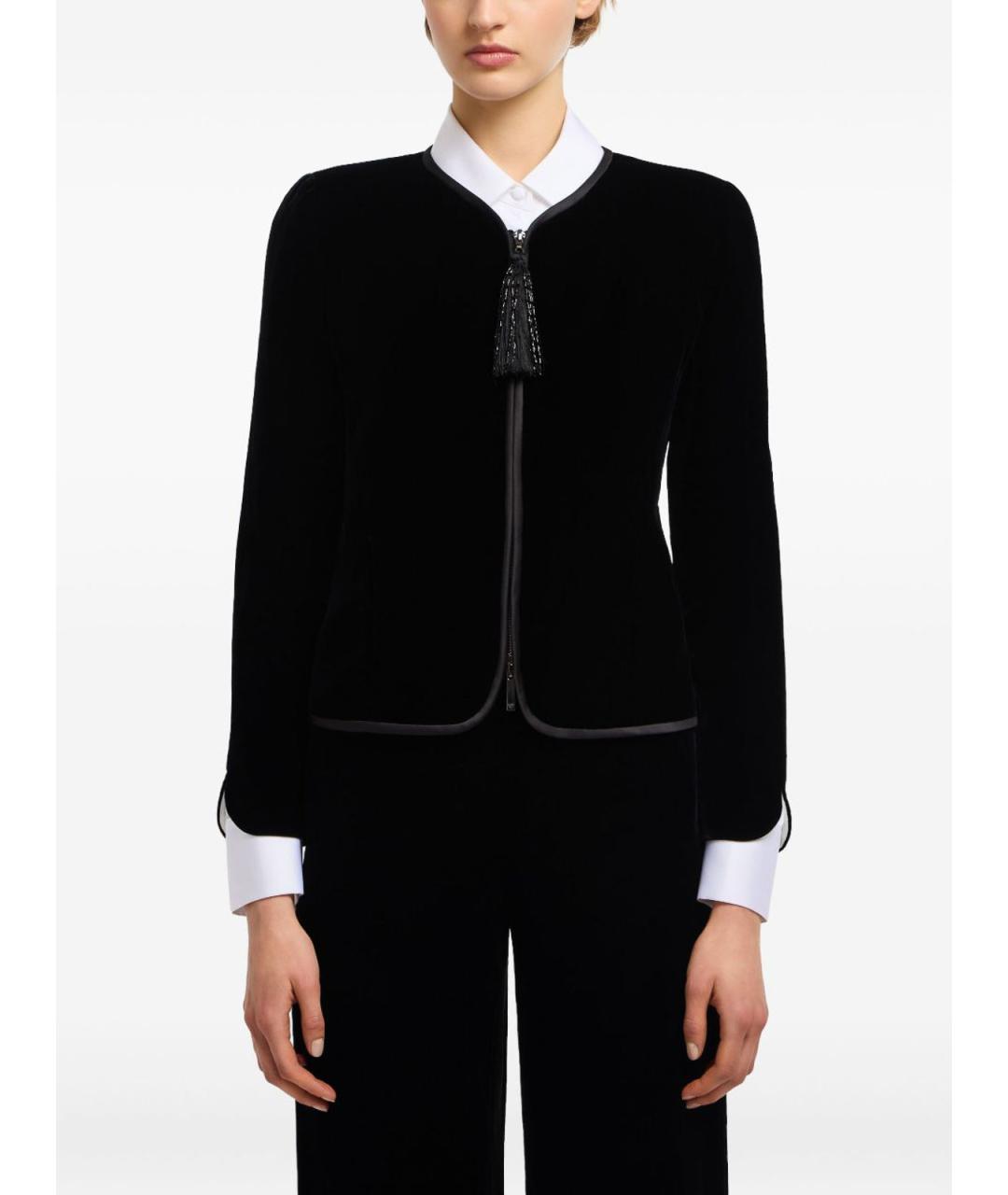 EMPORIO ARMANI Черный бархатный джемпер / свитер, фото 3