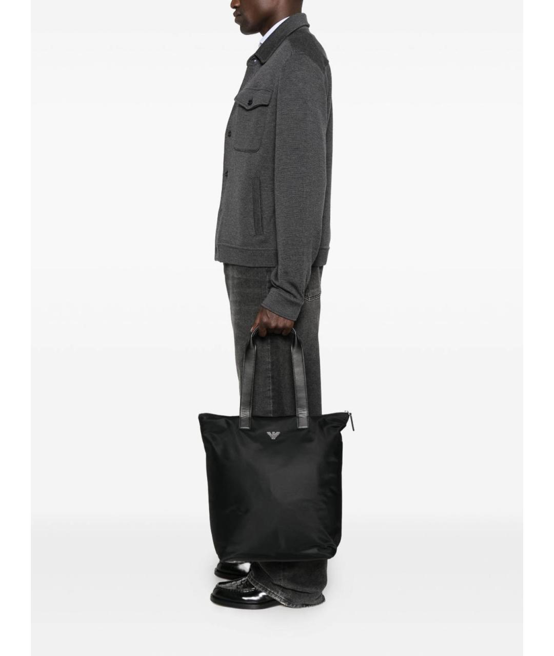 EMPORIO ARMANI Черная синтетическая сумка тоут, фото 2
