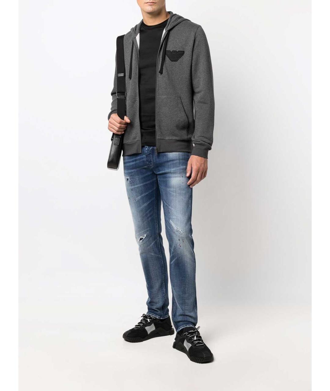 EMPORIO ARMANI Черная хлопковая футболка, фото 5