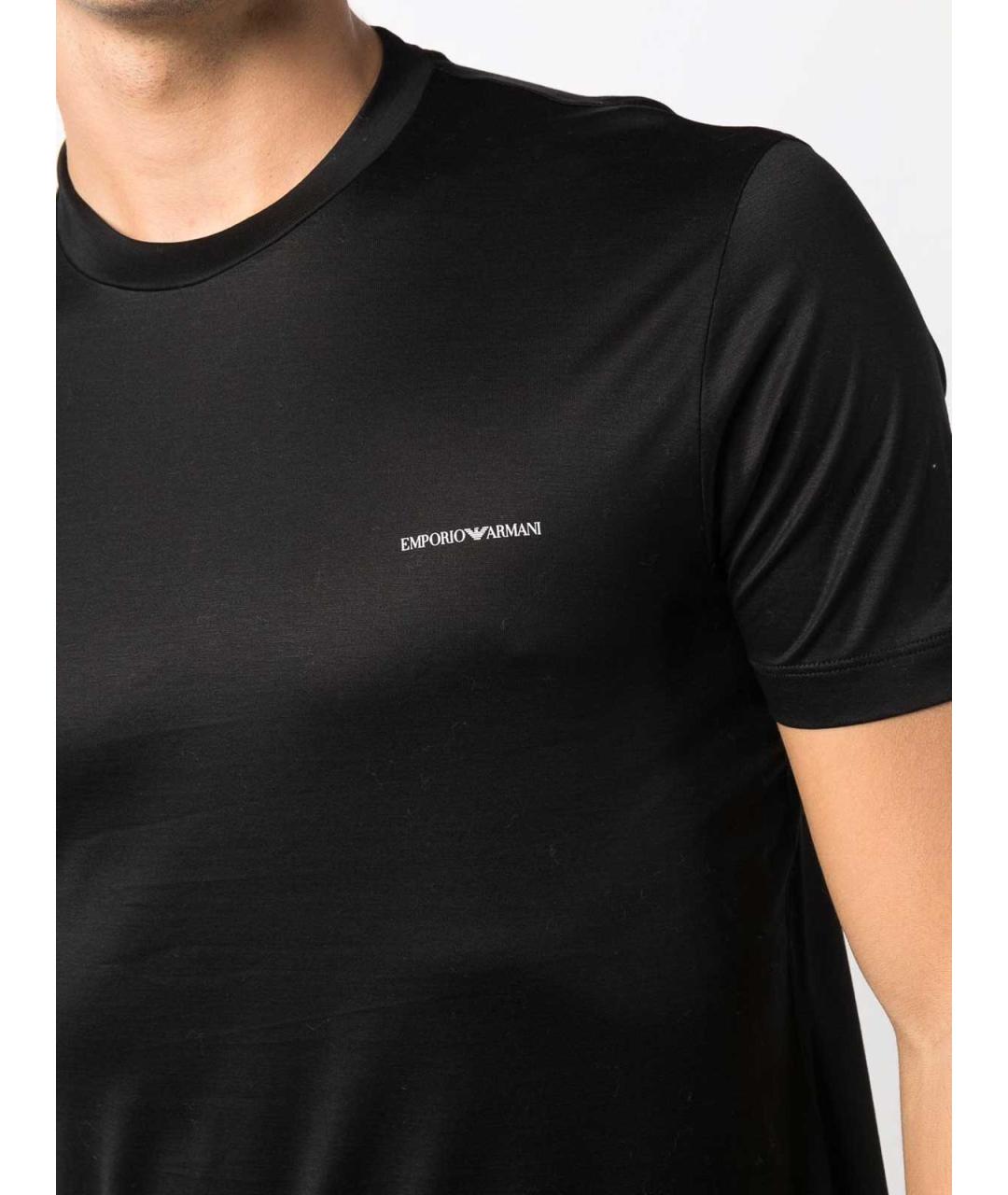 EMPORIO ARMANI Черная хлопковая футболка, фото 4