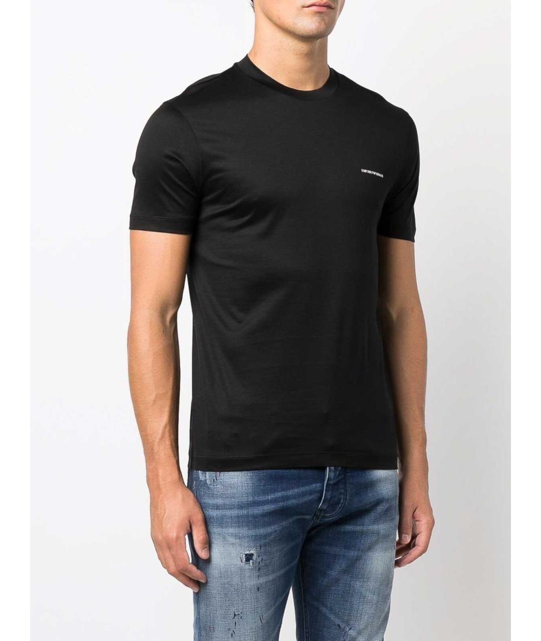 EMPORIO ARMANI Черная хлопковая футболка, фото 2
