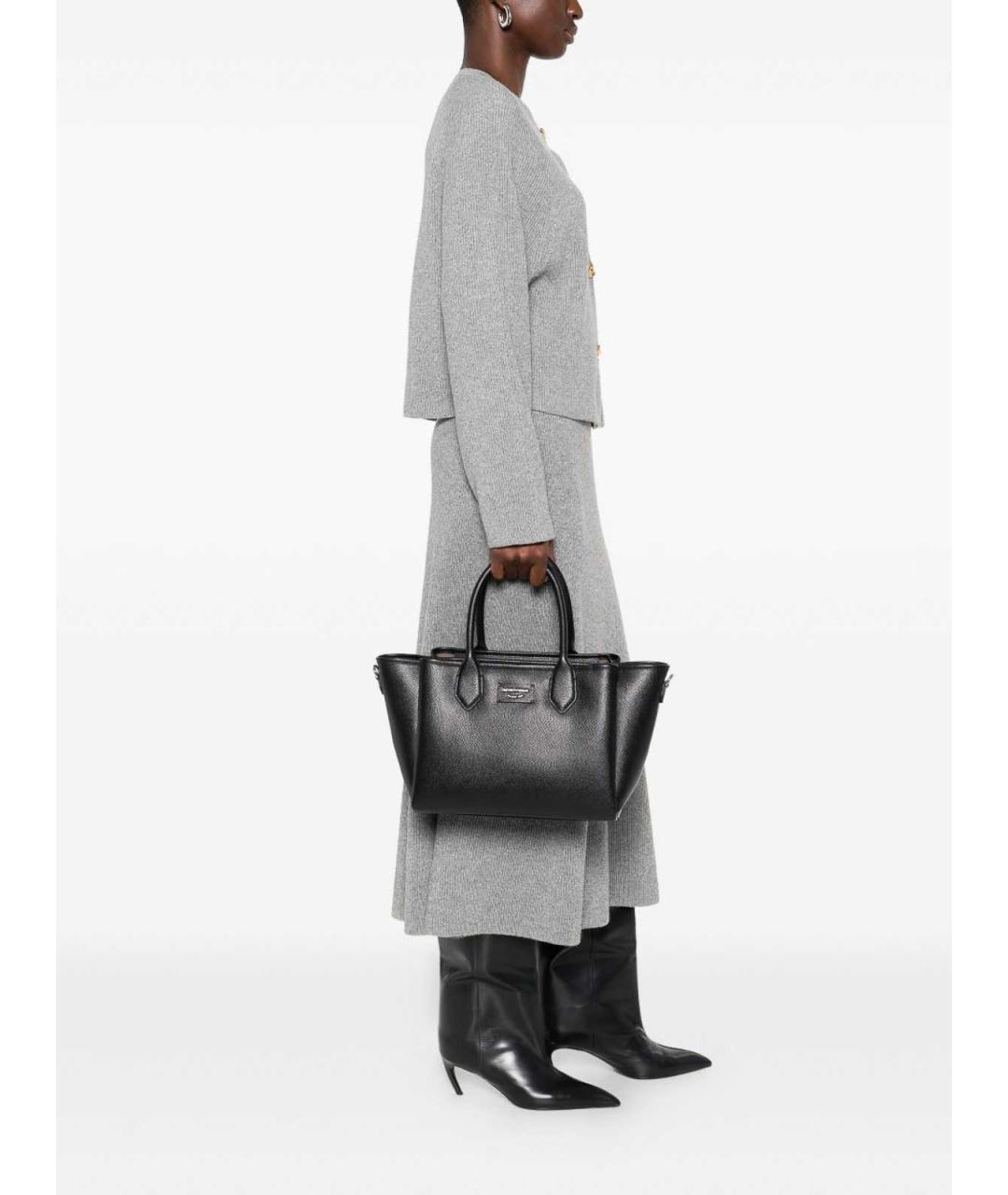 EMPORIO ARMANI Черная кожаная сумка тоут, фото 5