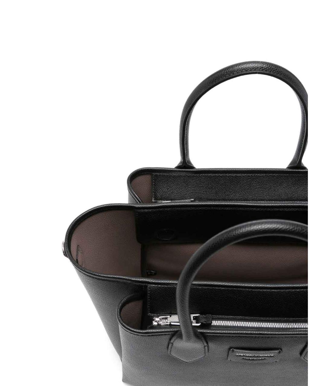EMPORIO ARMANI Черная кожаная сумка тоут, фото 3