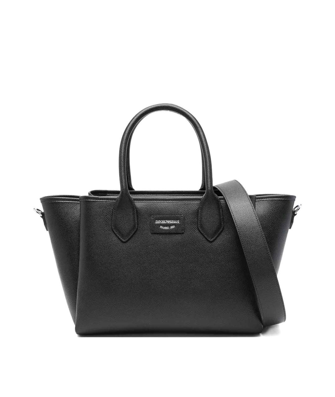 EMPORIO ARMANI Черная кожаная сумка тоут, фото 1