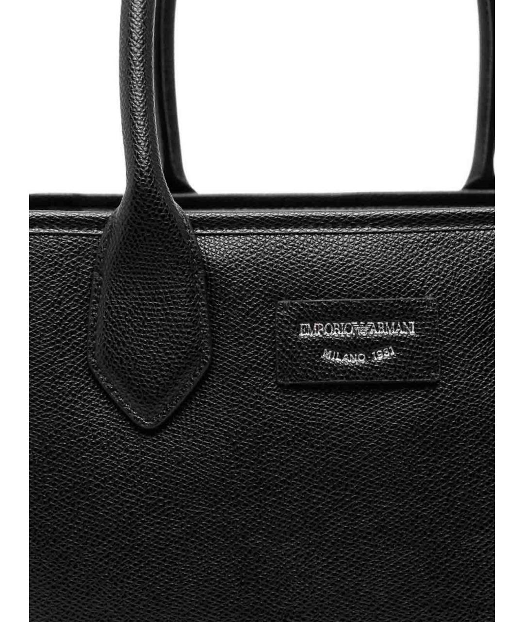 EMPORIO ARMANI Черная кожаная сумка тоут, фото 2