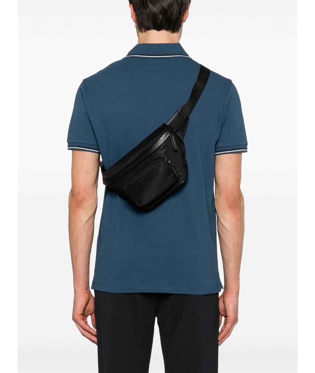 EMPORIO ARMANI Черная тканевая сумка тоут, фото 2