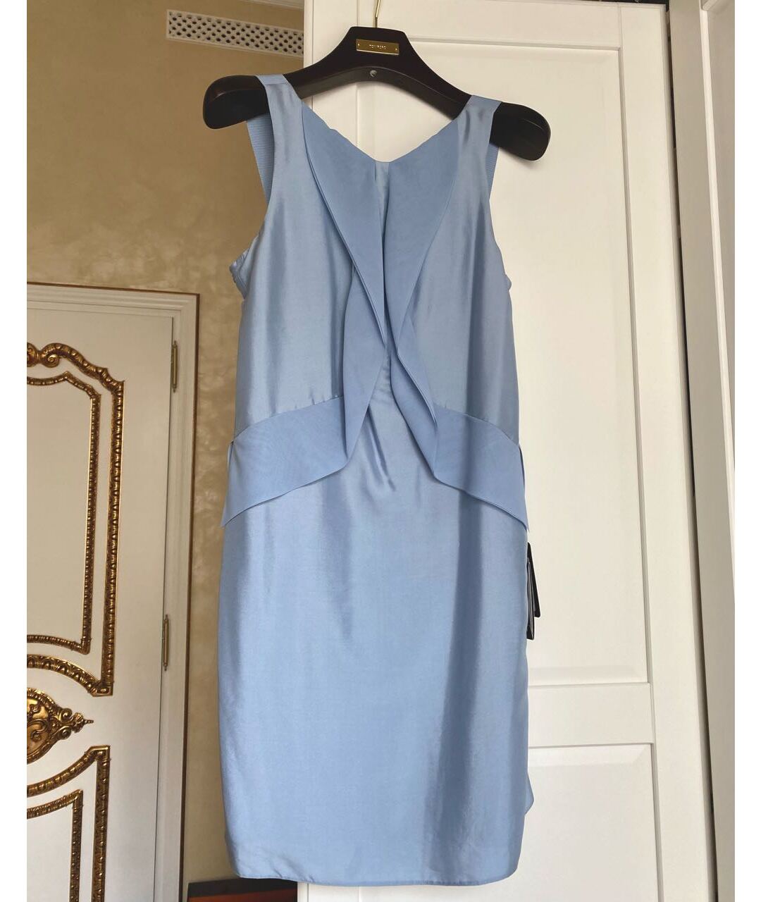 EMPORIO ARMANI Голубое шелковое повседневное платье, фото 5