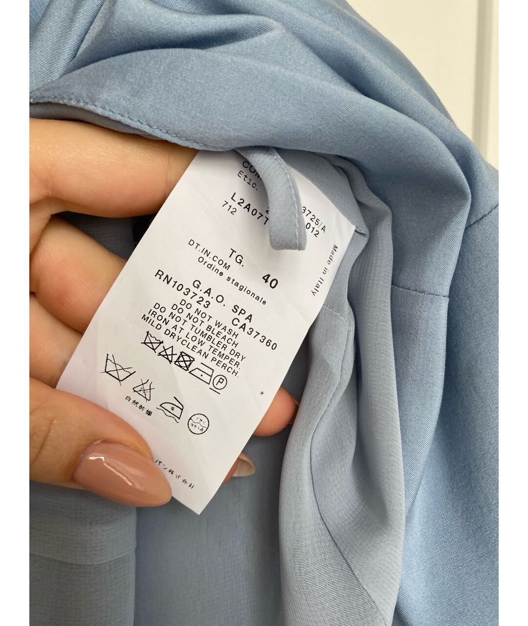 EMPORIO ARMANI Голубое шелковое повседневное платье, фото 3