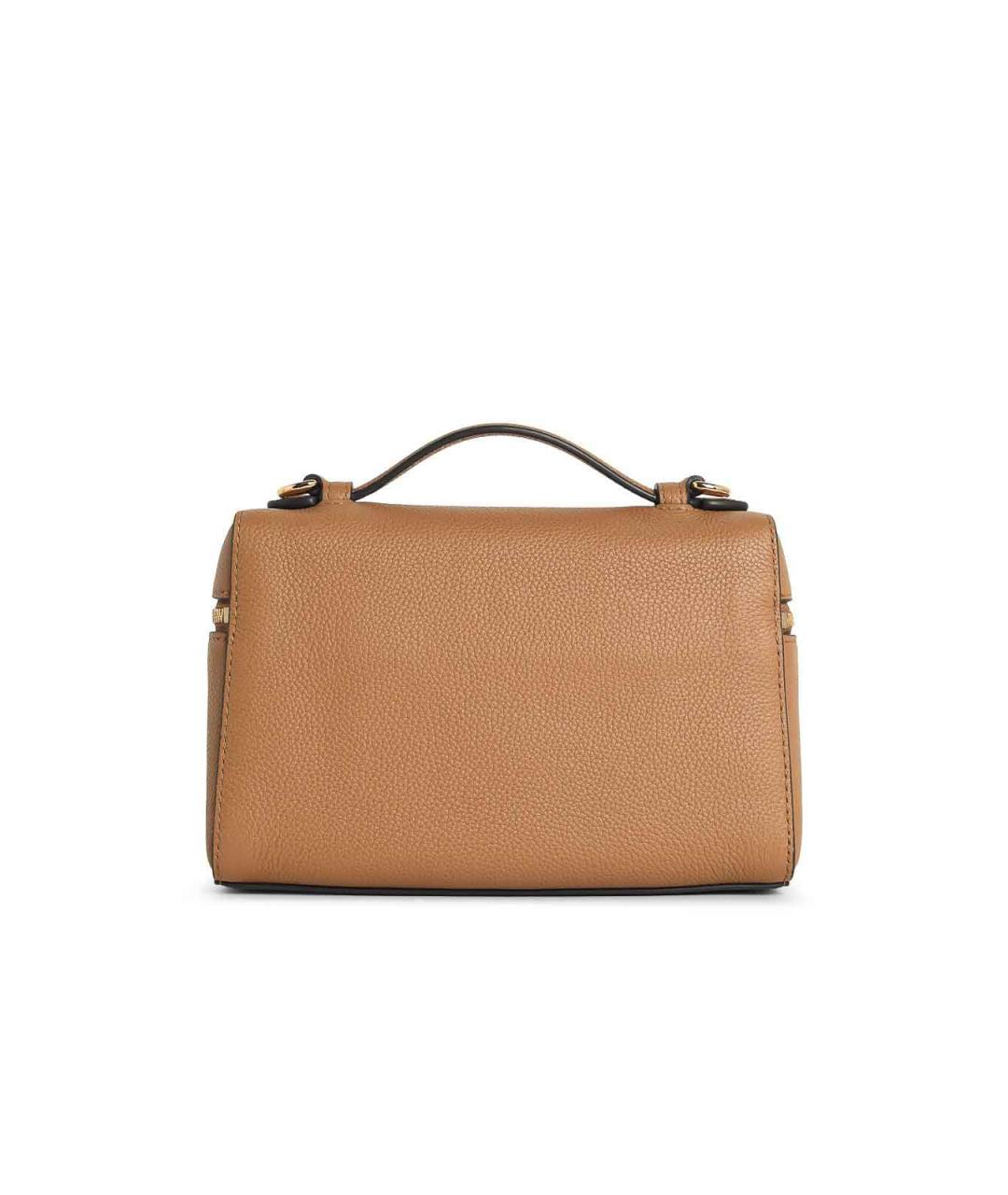 TORY BURCH Бежевая кожаная сумка с короткими ручками, фото 3