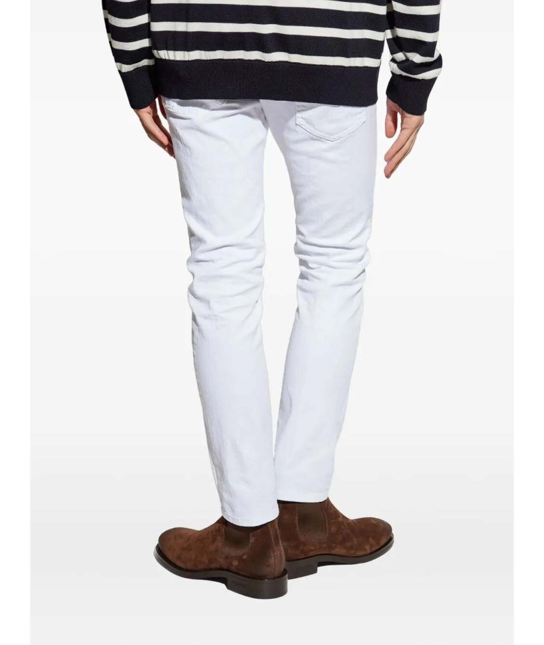DSQUARED2 Белые хлопковые прямые джинсы, фото 4