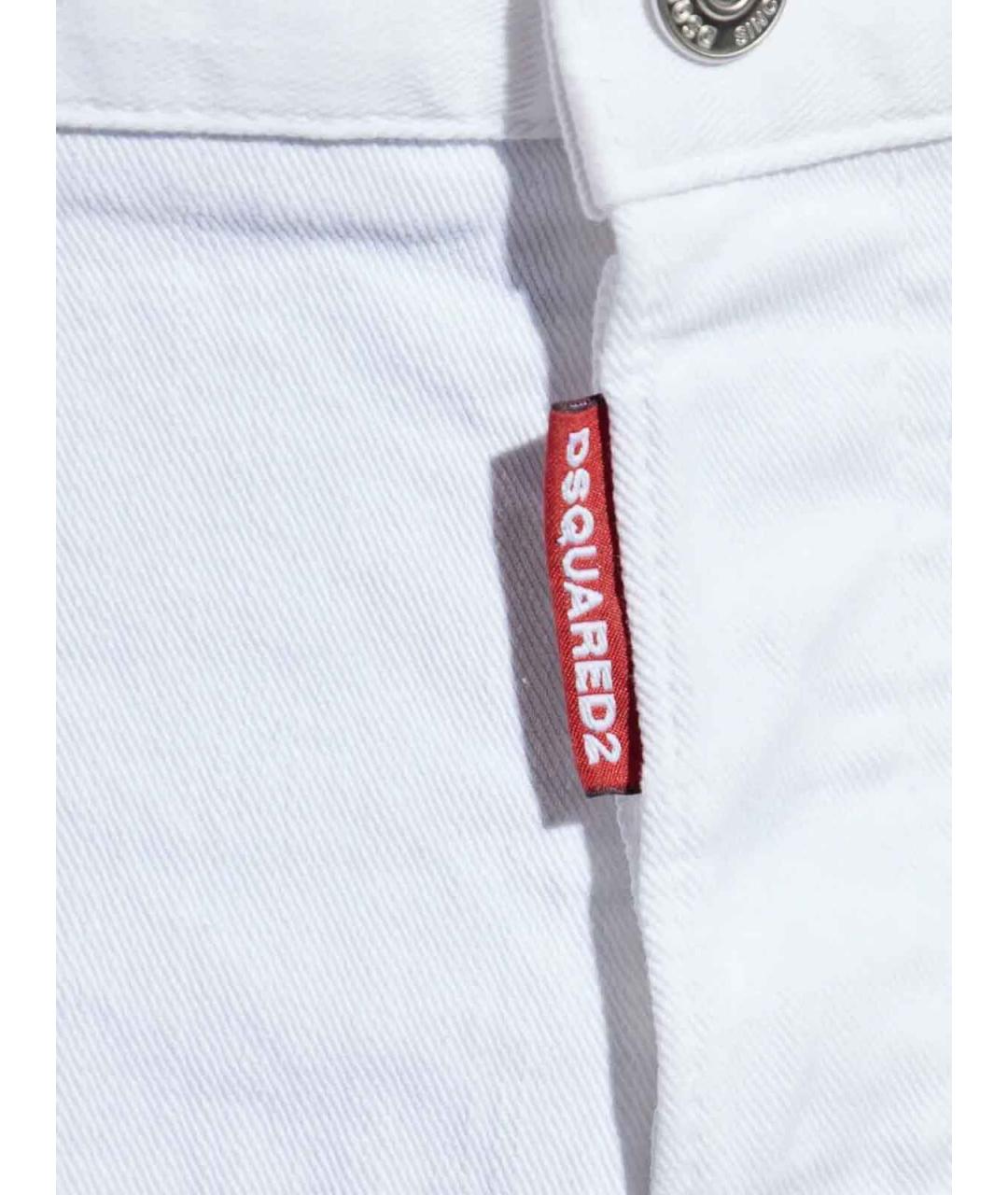 DSQUARED2 Белые хлопковые прямые джинсы, фото 3