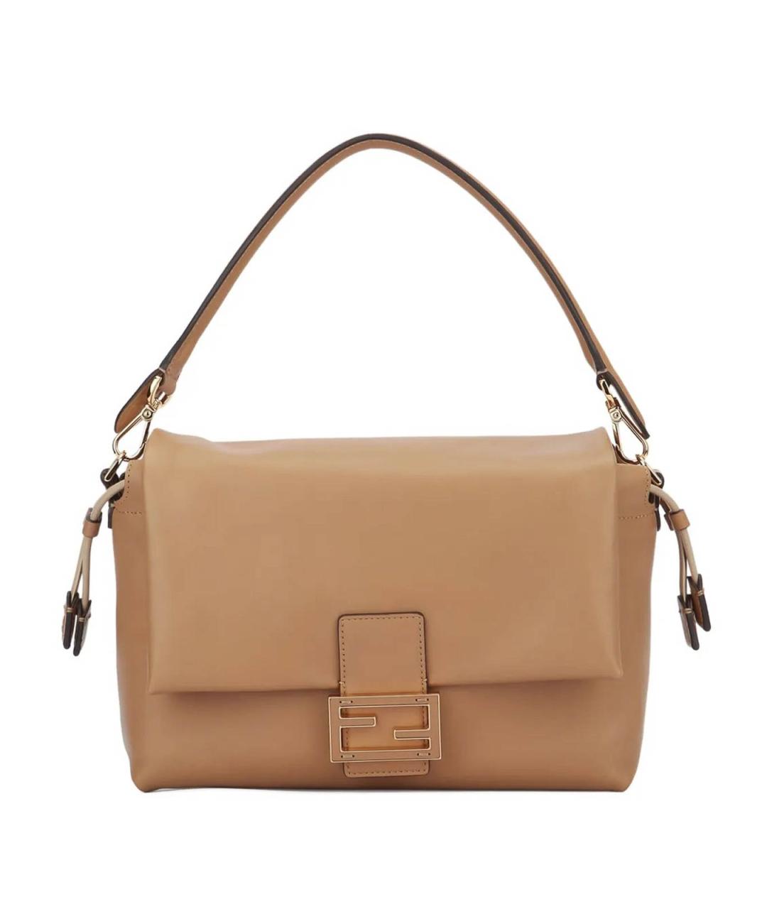 FENDI Бежевая кожаная сумка через плечо, фото 2