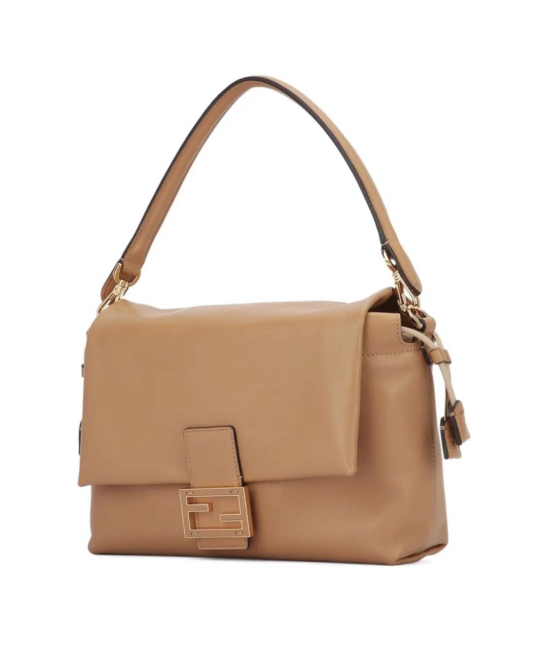FENDI Бежевая кожаная сумка через плечо, фото 3