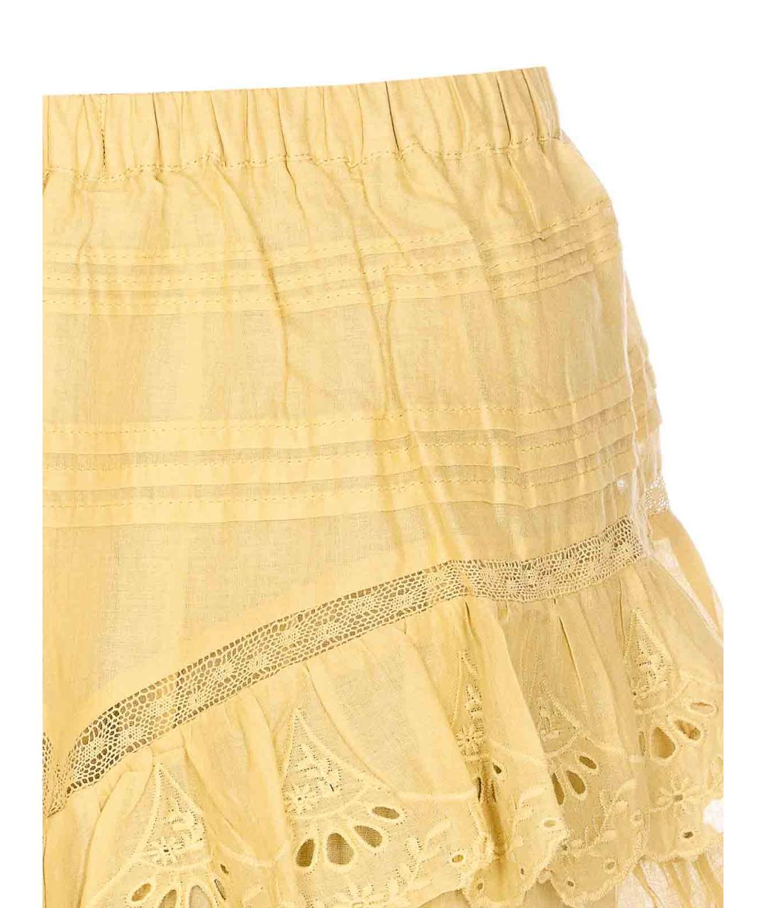 ISABEL MARANT Желтая хлопковая юбка мини, фото 4
