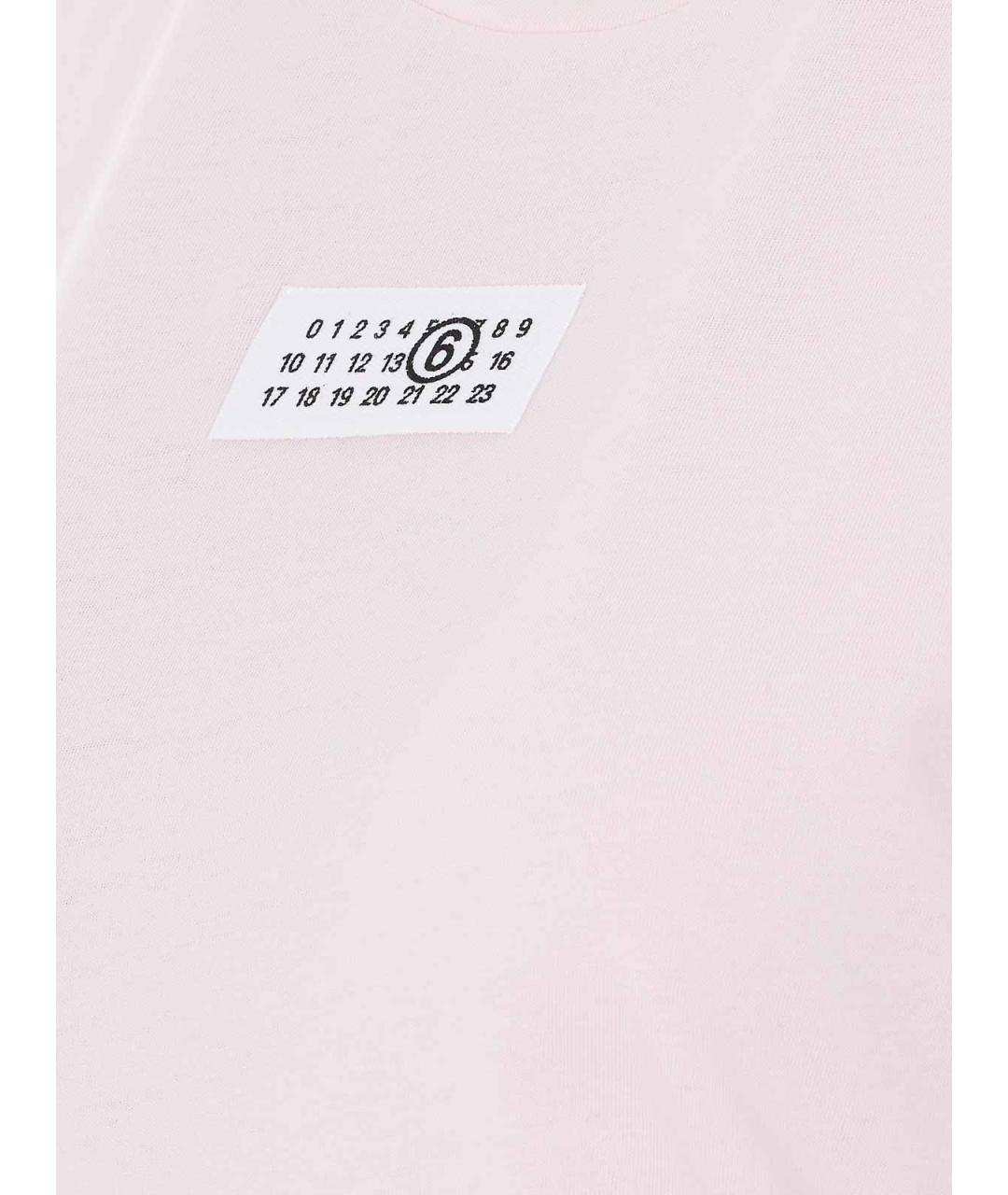 MM6 MAISON MARGIELA Розовая хлопковая футболка, фото 3