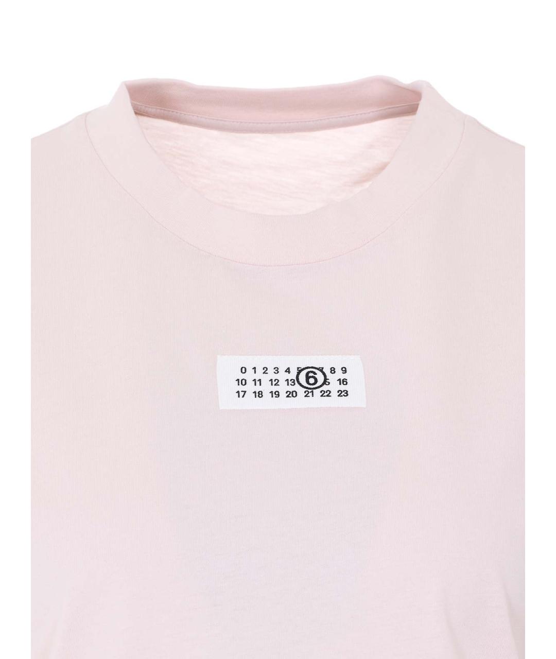 MM6 MAISON MARGIELA Розовая хлопковая футболка, фото 4