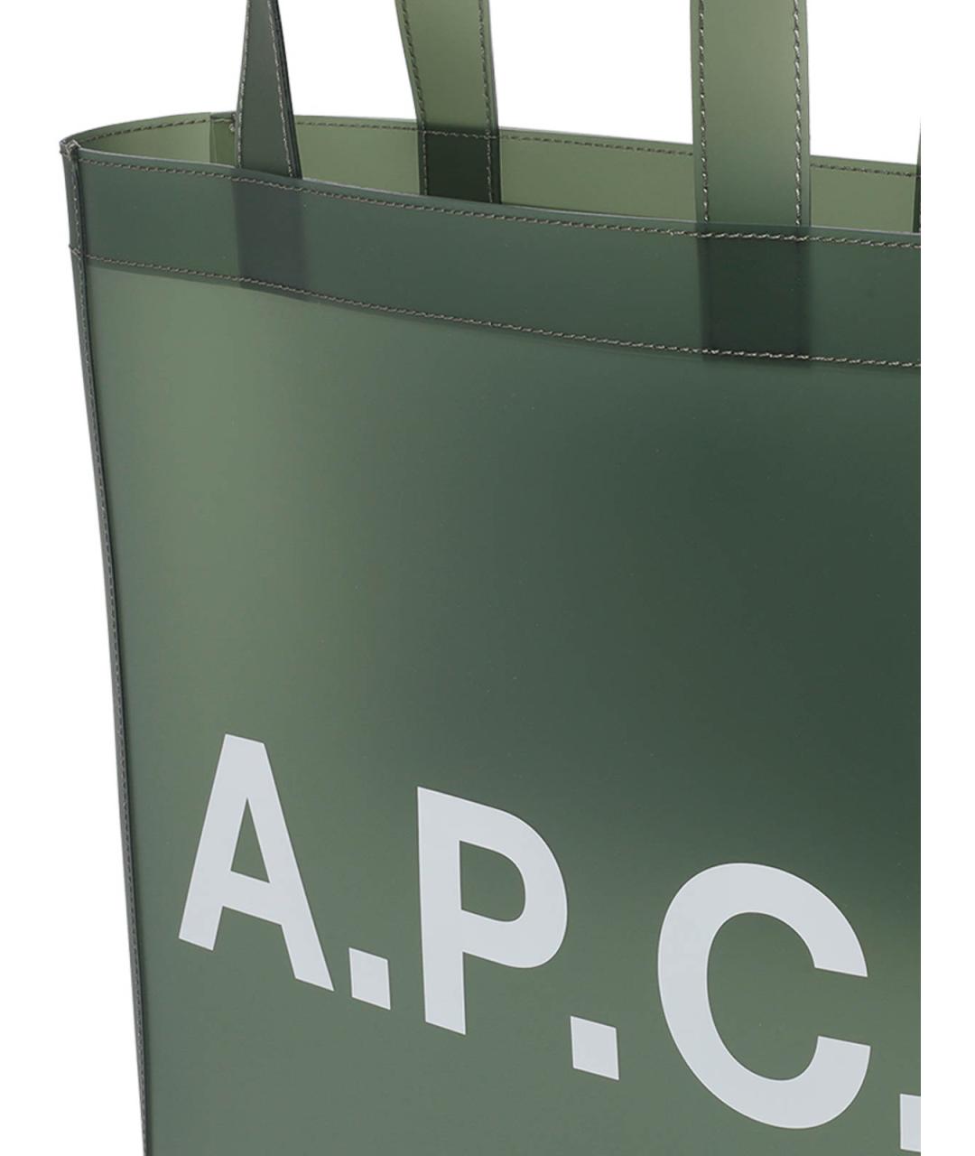 A.P.C. Зеленая кожаная сумка тоут, фото 4