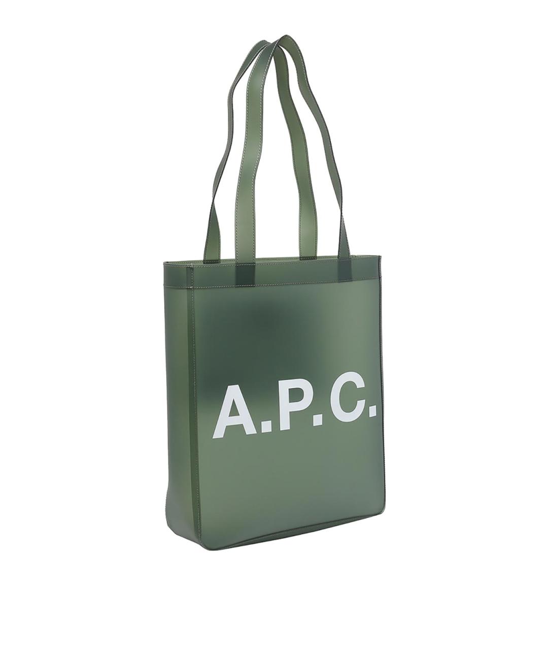 A.P.C. Зеленая кожаная сумка тоут, фото 2