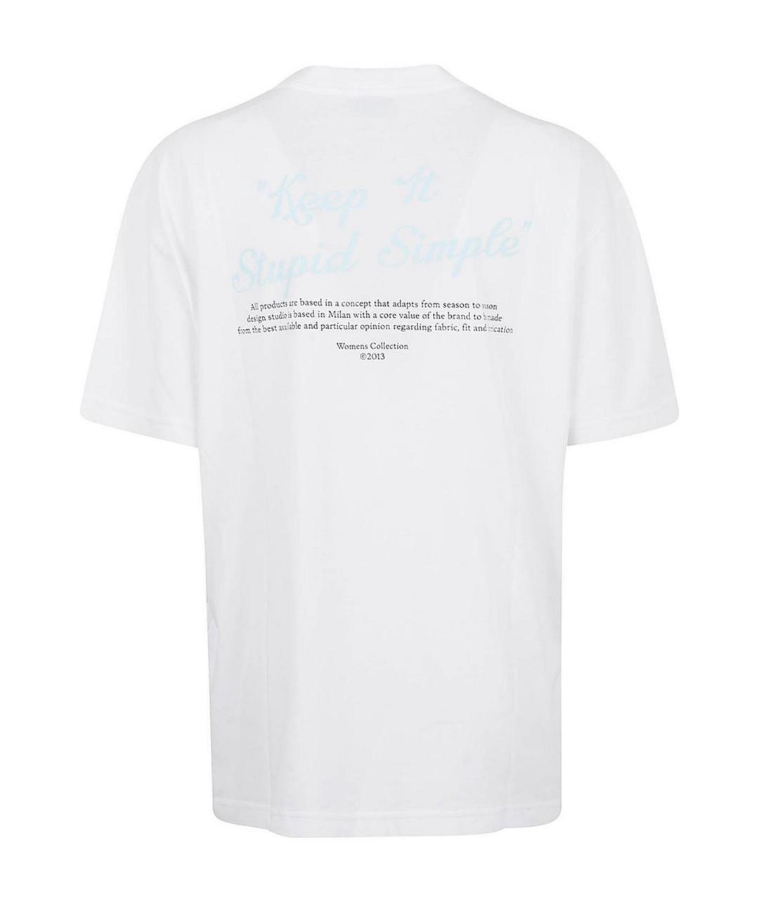 OFF-WHITE Белая хлопковая футболка, фото 3