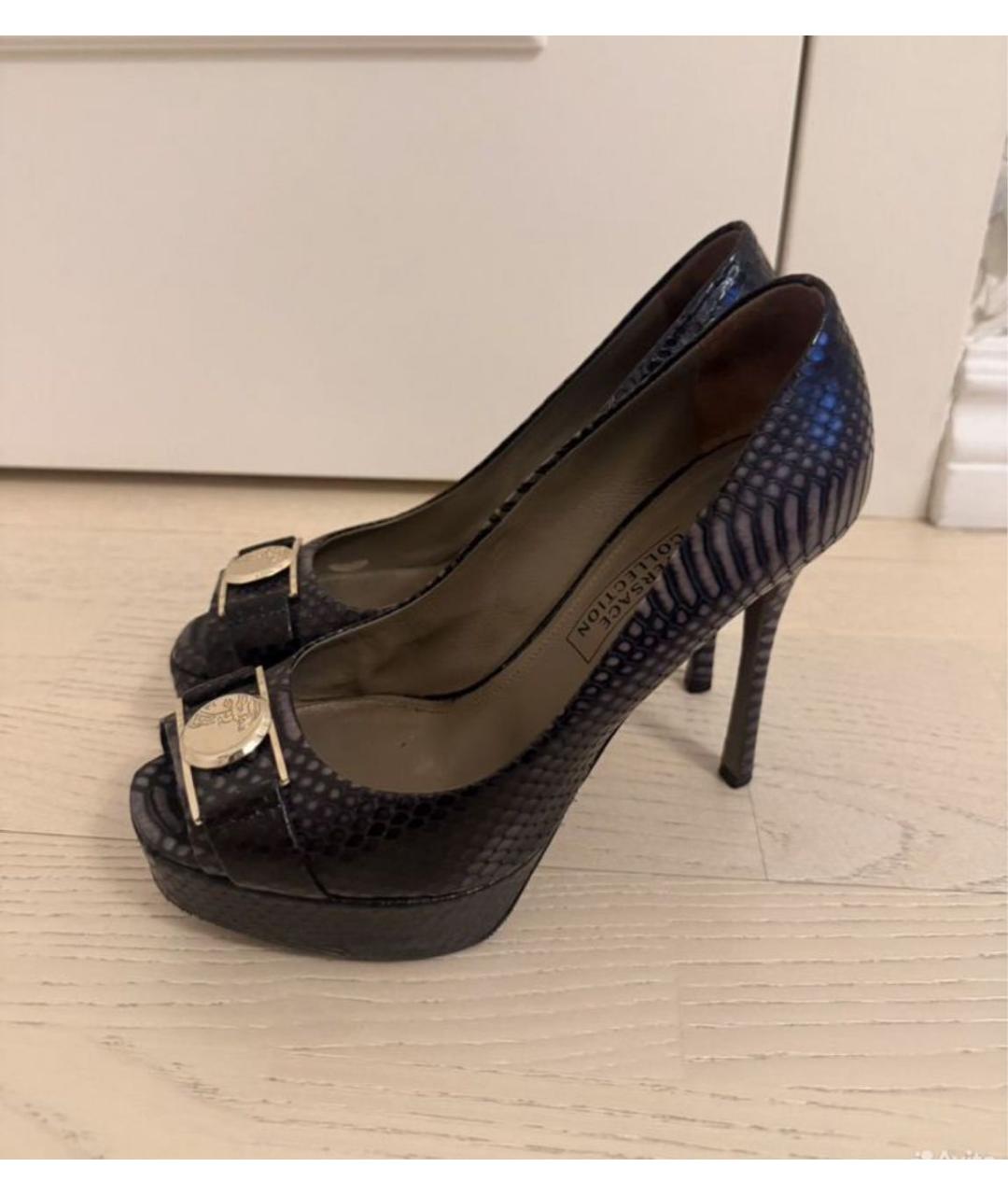 VERSACE COLLECTION Темно-синие кожаные туфли, фото 5