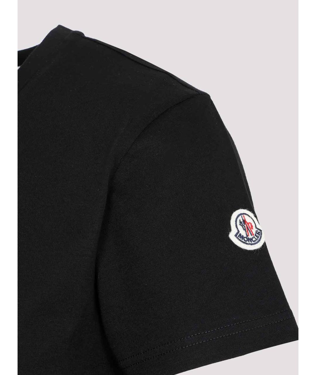 MONCLER Черная хлопковая футболка, фото 3