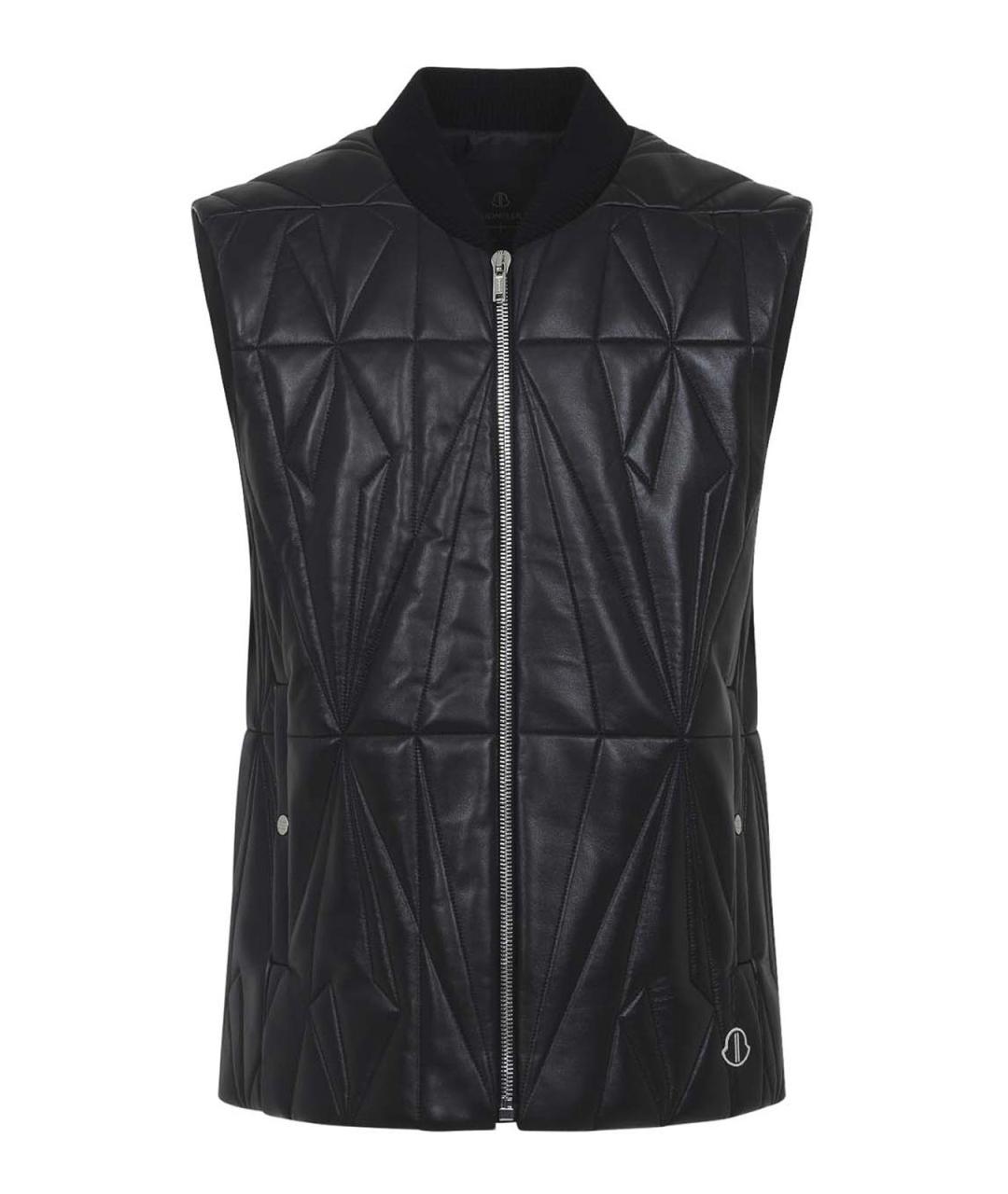 MONCLER Черный кожаный жилет, фото 1