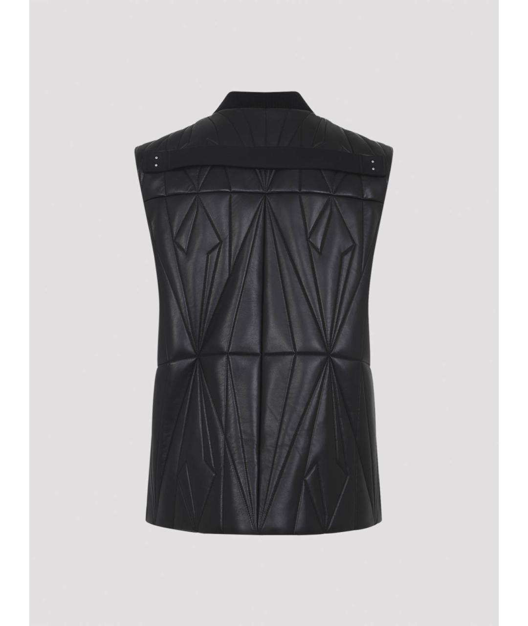 MONCLER Черный кожаный жилет, фото 2