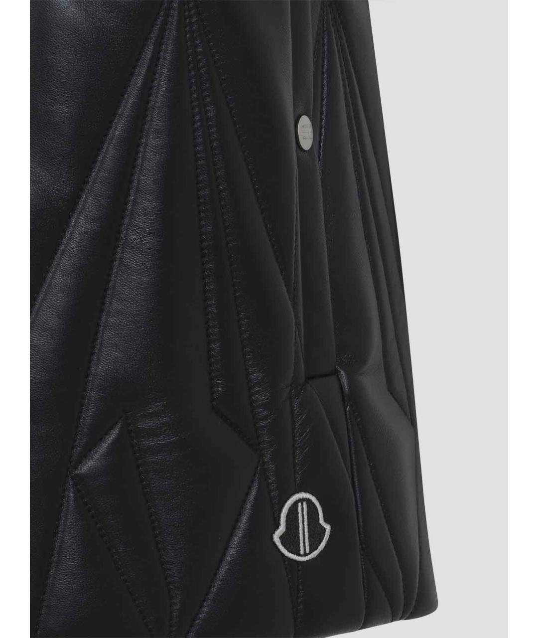 MONCLER Черный кожаный жилет, фото 3