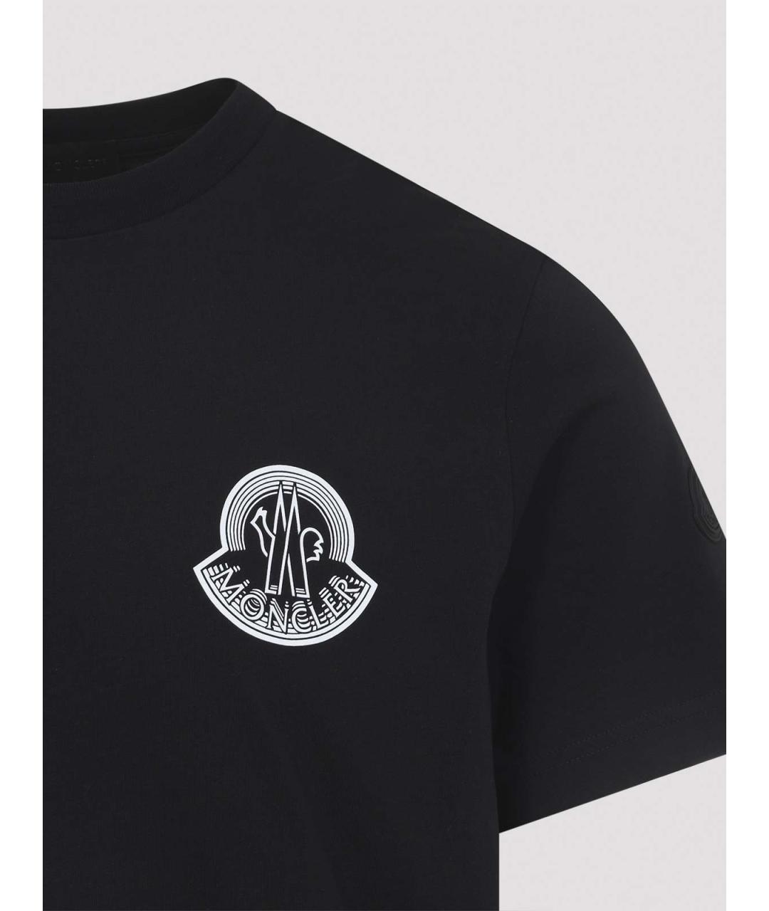 MONCLER Черная хлопковая футболка, фото 3