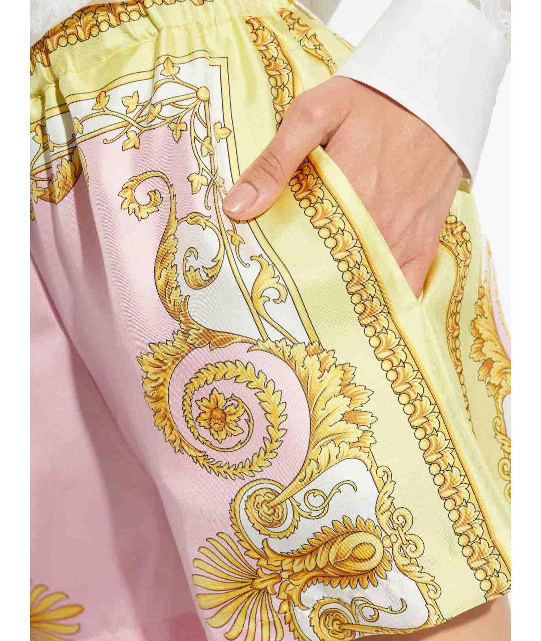 VERSACE Желтые шелковые шорты, фото 5