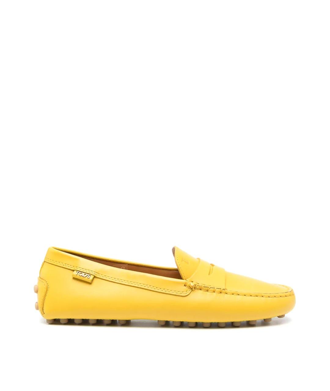 TOD'S Желтые кожаные лоферы, фото 1