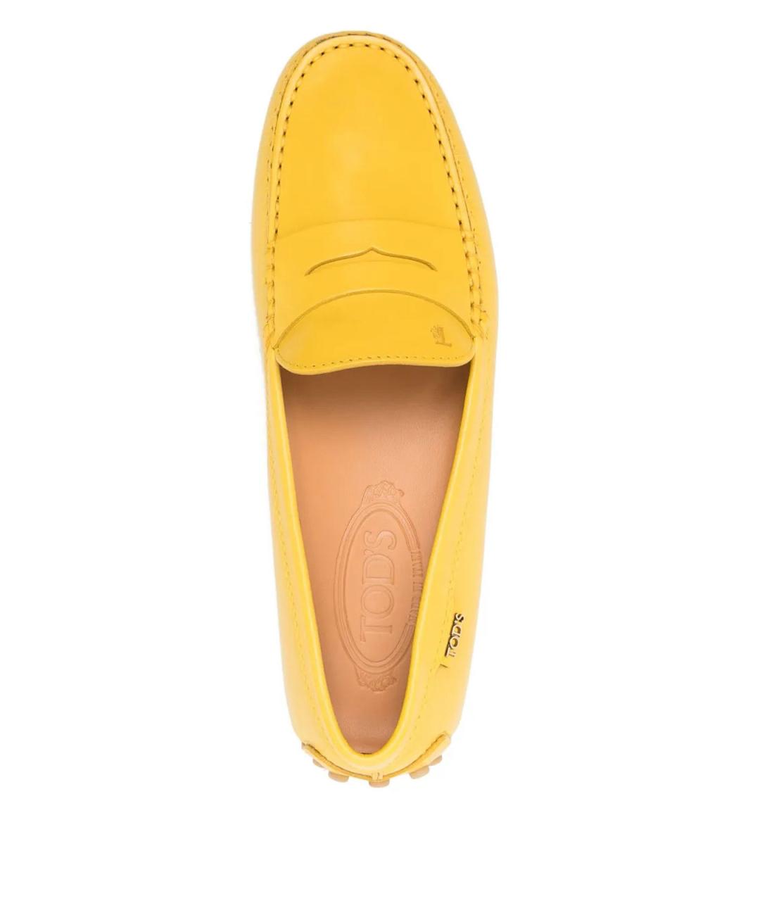 TOD'S Желтые кожаные лоферы, фото 4