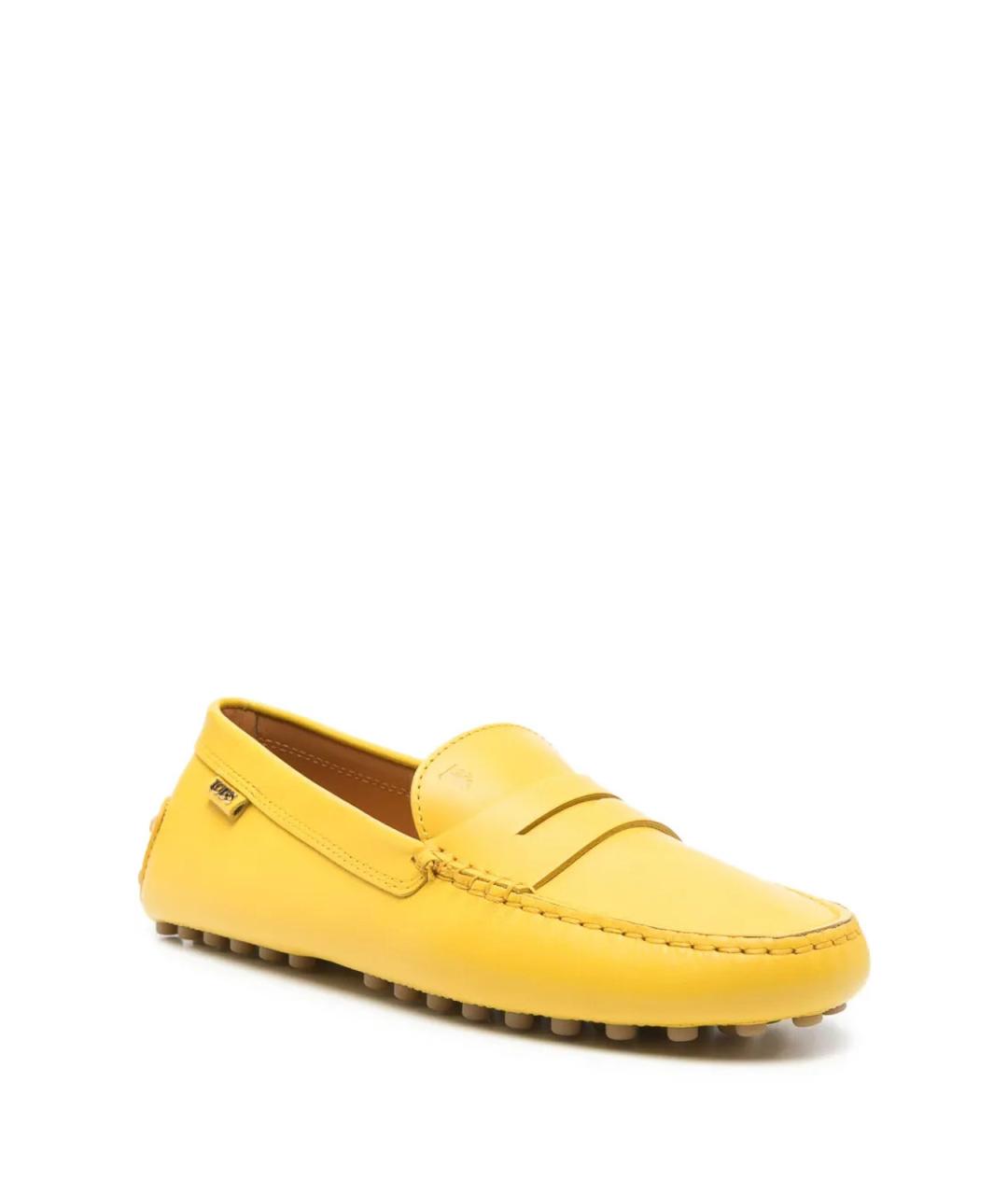 TOD'S Желтые кожаные лоферы, фото 2