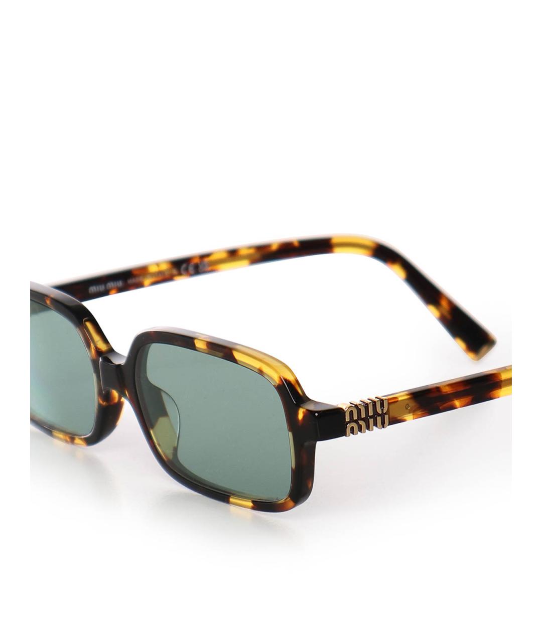 MIU MIU Коричневые пластиковые солнцезащитные очки, фото 4