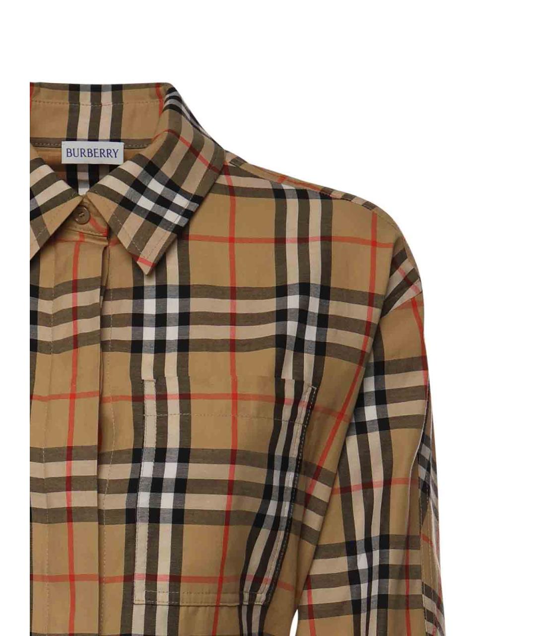 BURBERRY Бежевое хлопковое повседневное платье, фото 2