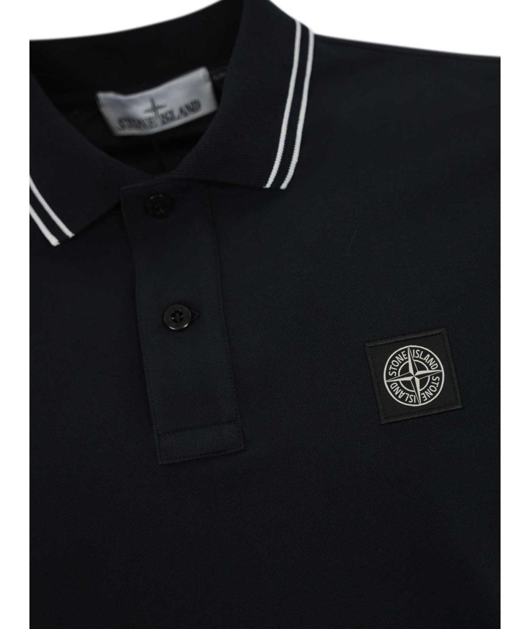 STONE ISLAND Темно-синее хлопковое поло с коротким рукавом, фото 3