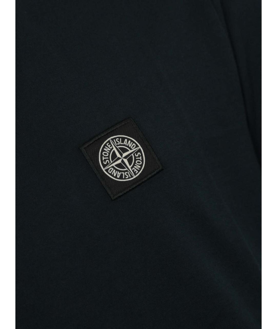 STONE ISLAND Темно-синяя хлопковая футболка, фото 3