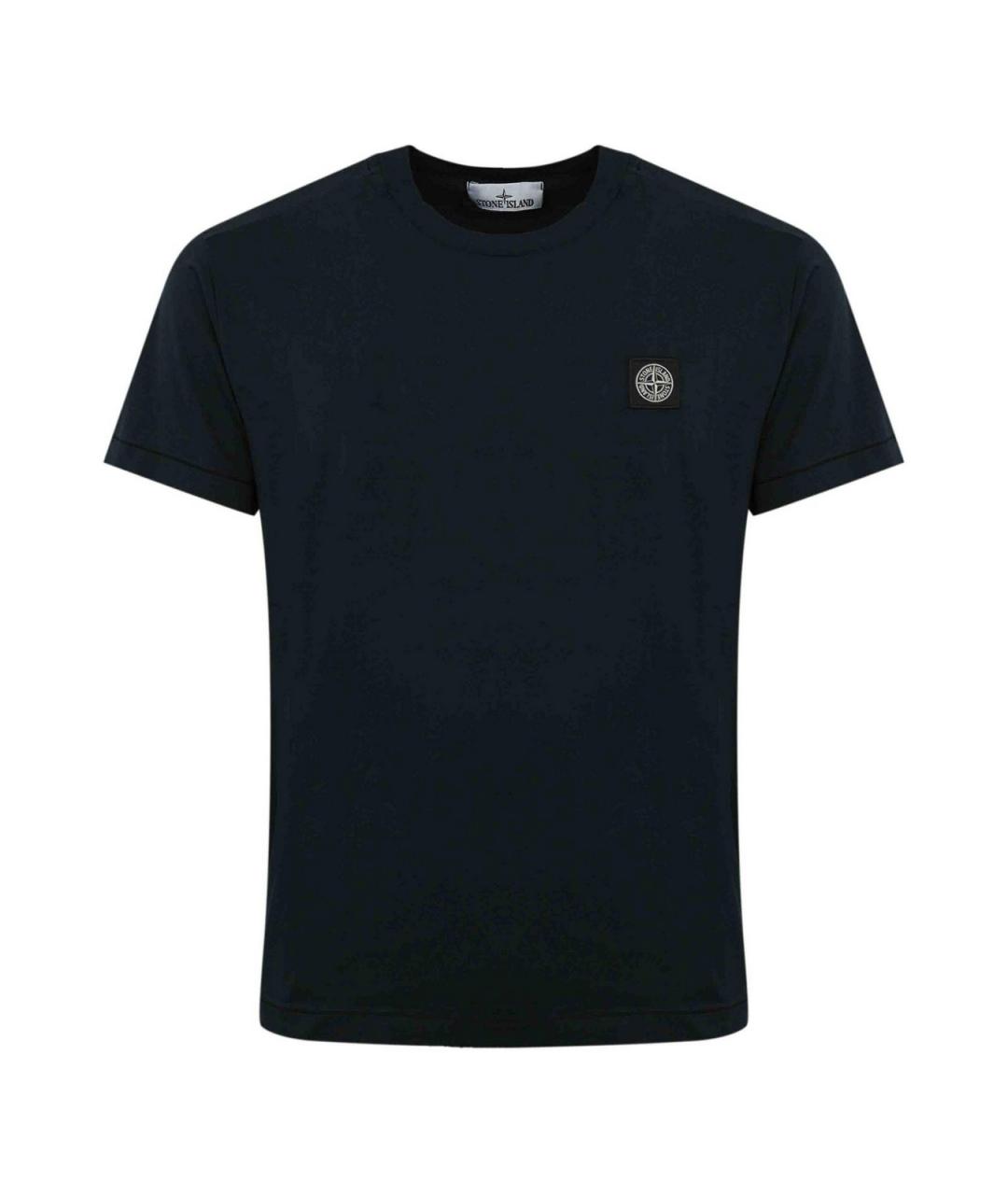 STONE ISLAND Темно-синяя хлопковая футболка, фото 1