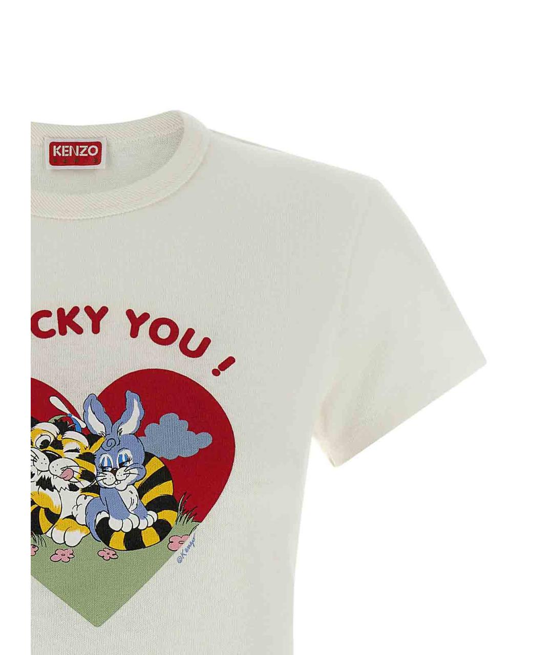 KENZO Белая хлопковая футболка, фото 3