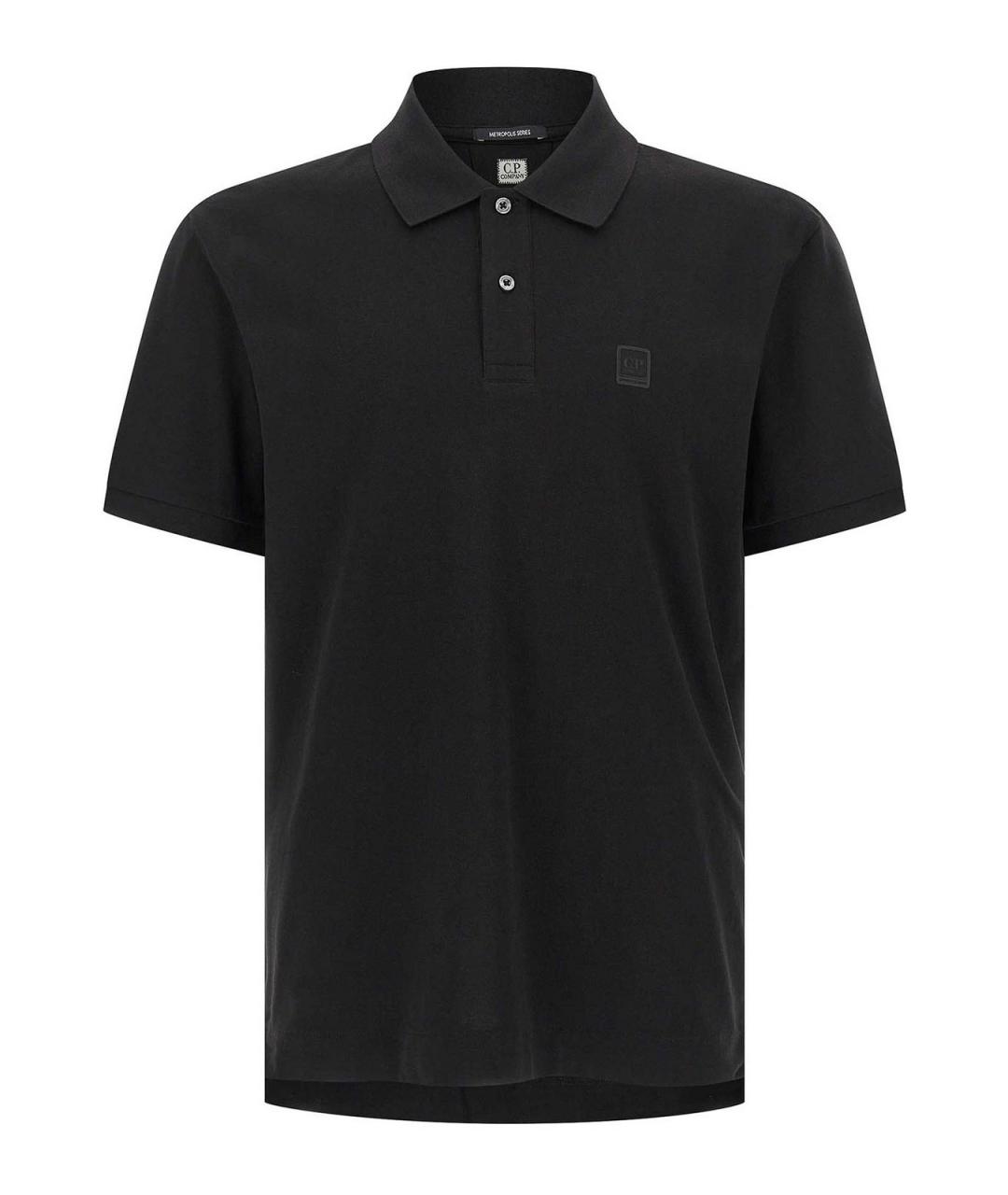 CP COMPANY Черное хлопковое поло с коротким рукавом, фото 1