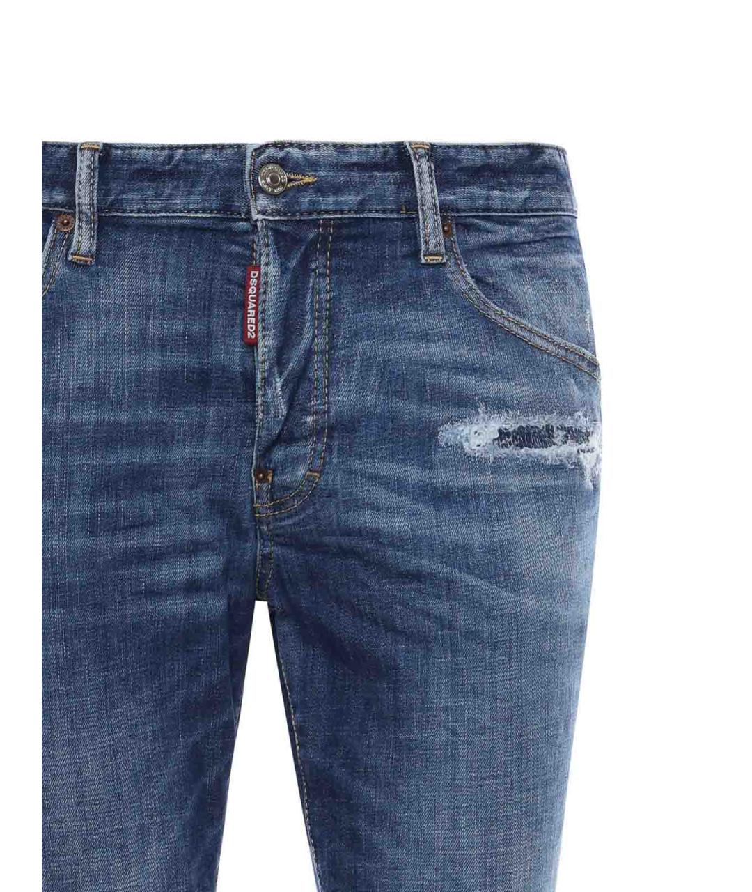DSQUARED2 Синие хлопковые прямые джинсы, фото 3