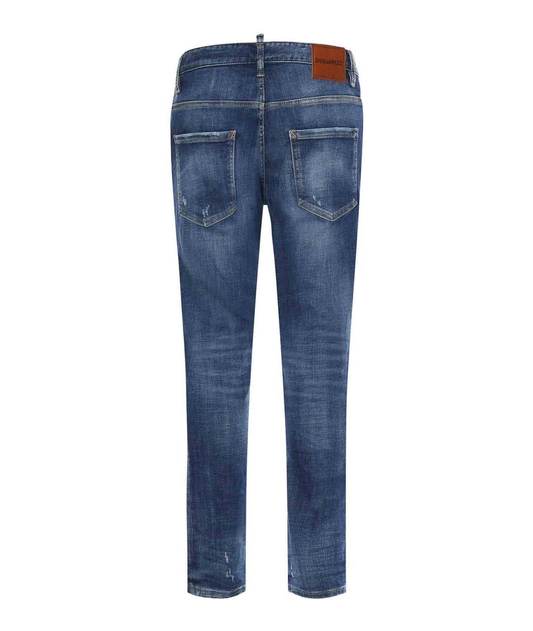 DSQUARED2 Синие хлопковые прямые джинсы, фото 2