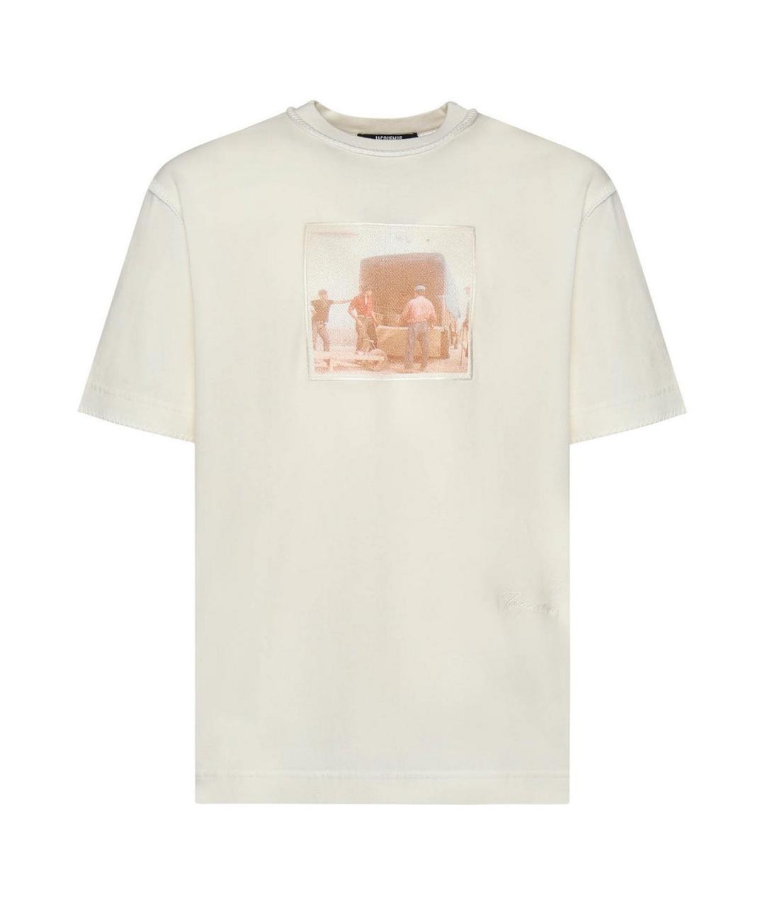 JACQUEMUS Бежевая хлопковая футболка, фото 1