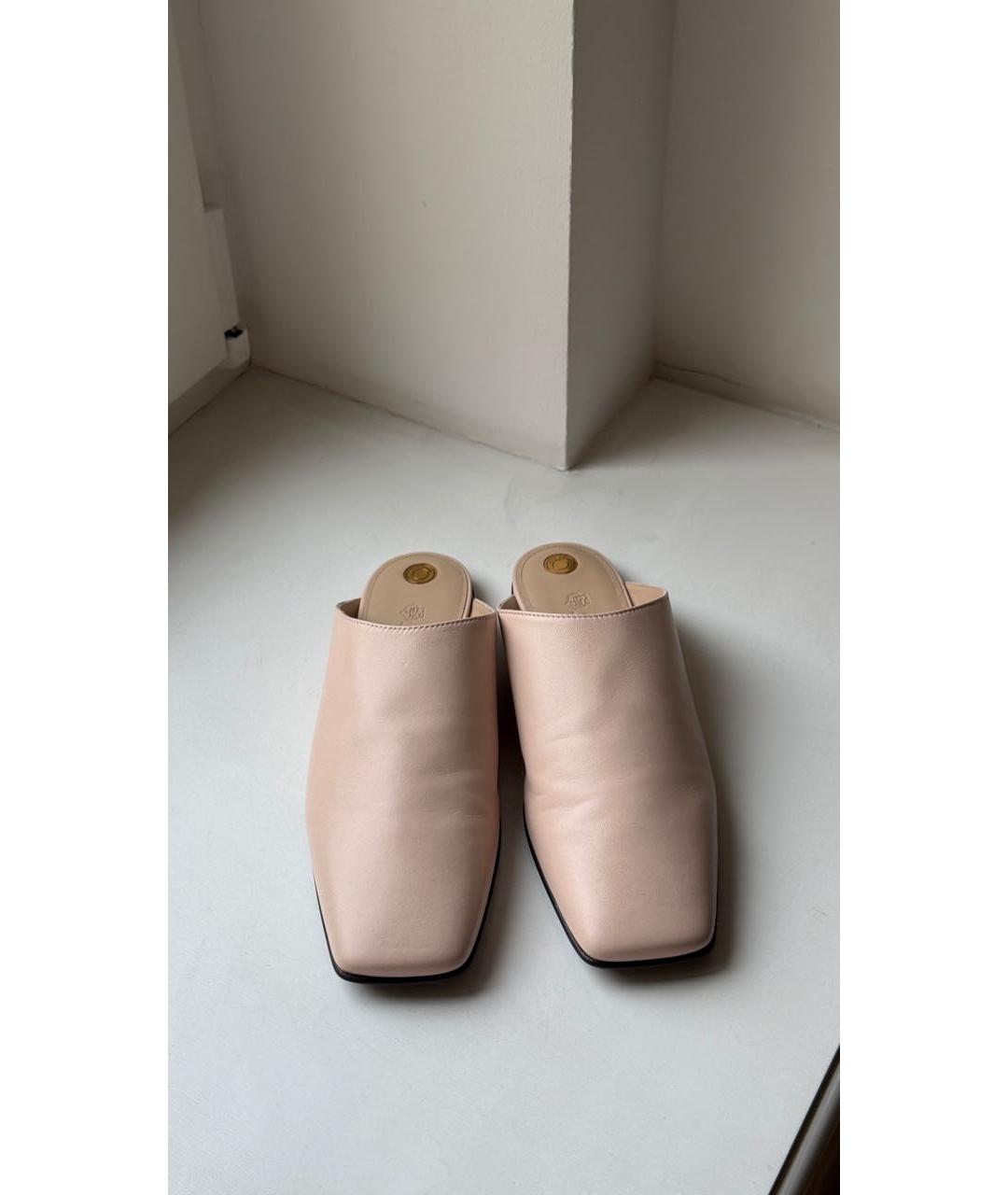 LORO PIANA Розовые кожаные мюли, фото 2