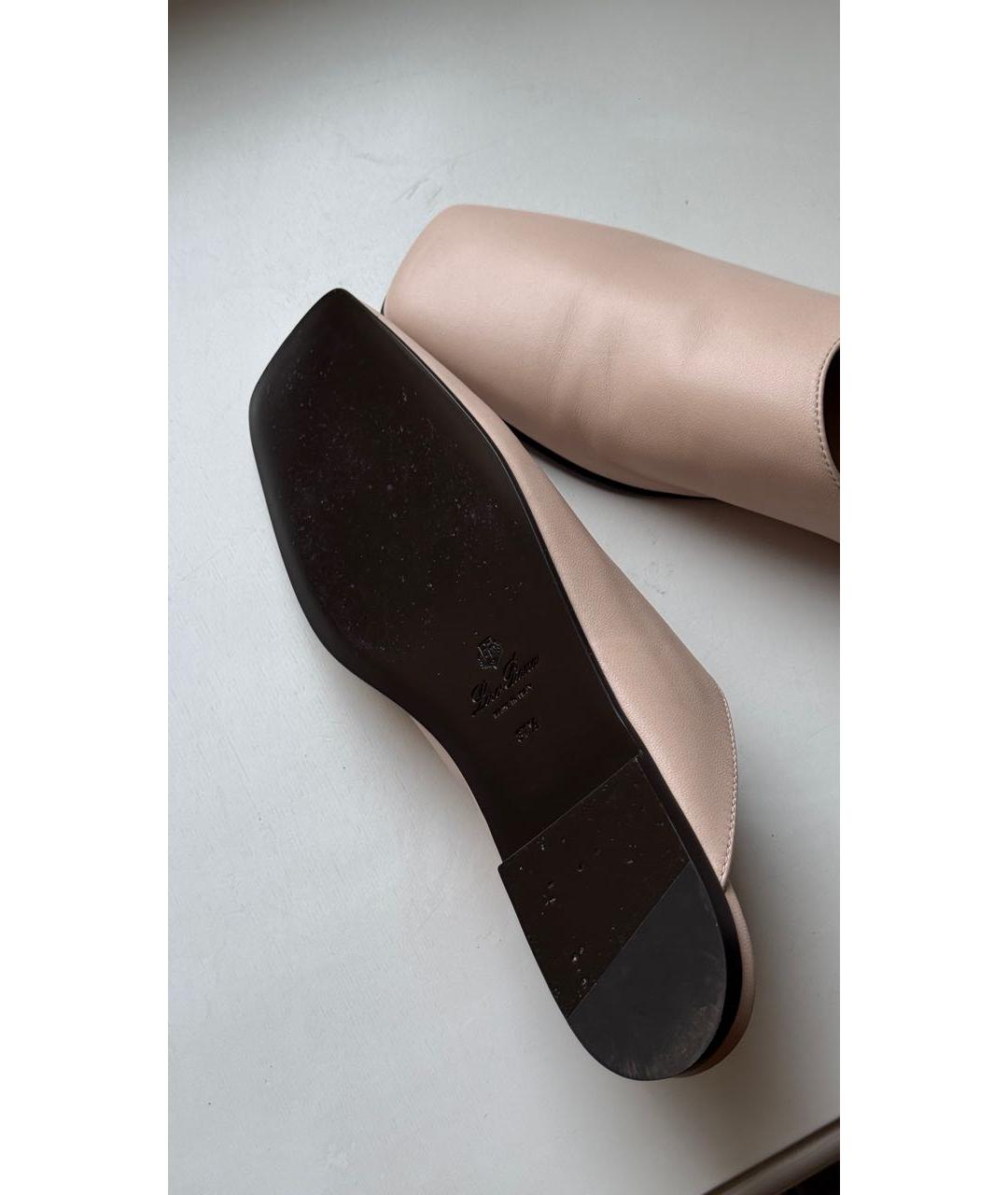 LORO PIANA Розовые кожаные мюли, фото 6