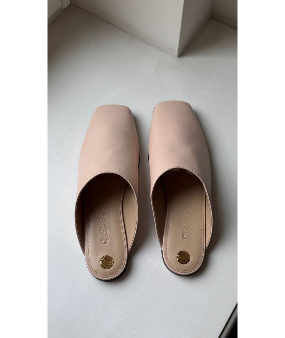 LORO PIANA Розовые кожаные мюли, фото 4