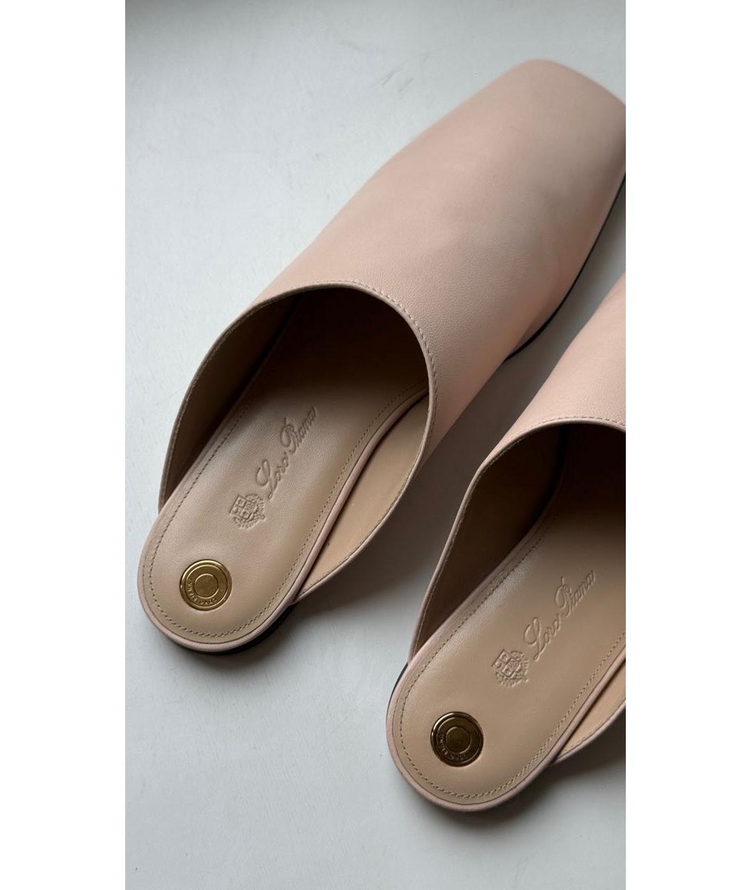 LORO PIANA Розовые кожаные мюли, фото 5